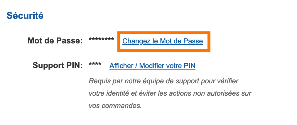 Revendeurs domaines : Modifiee Mot de passe