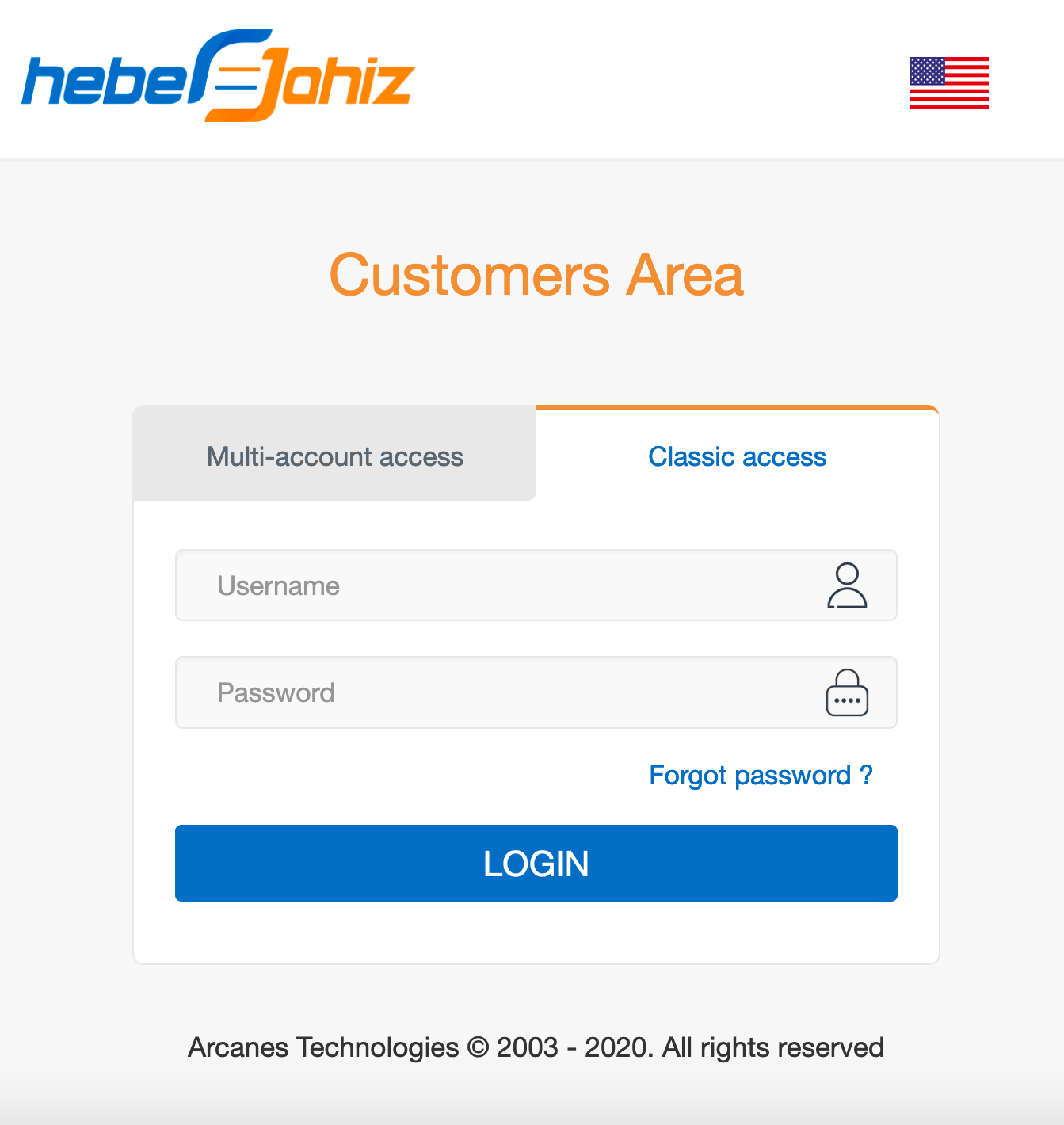 Customer Area : Login