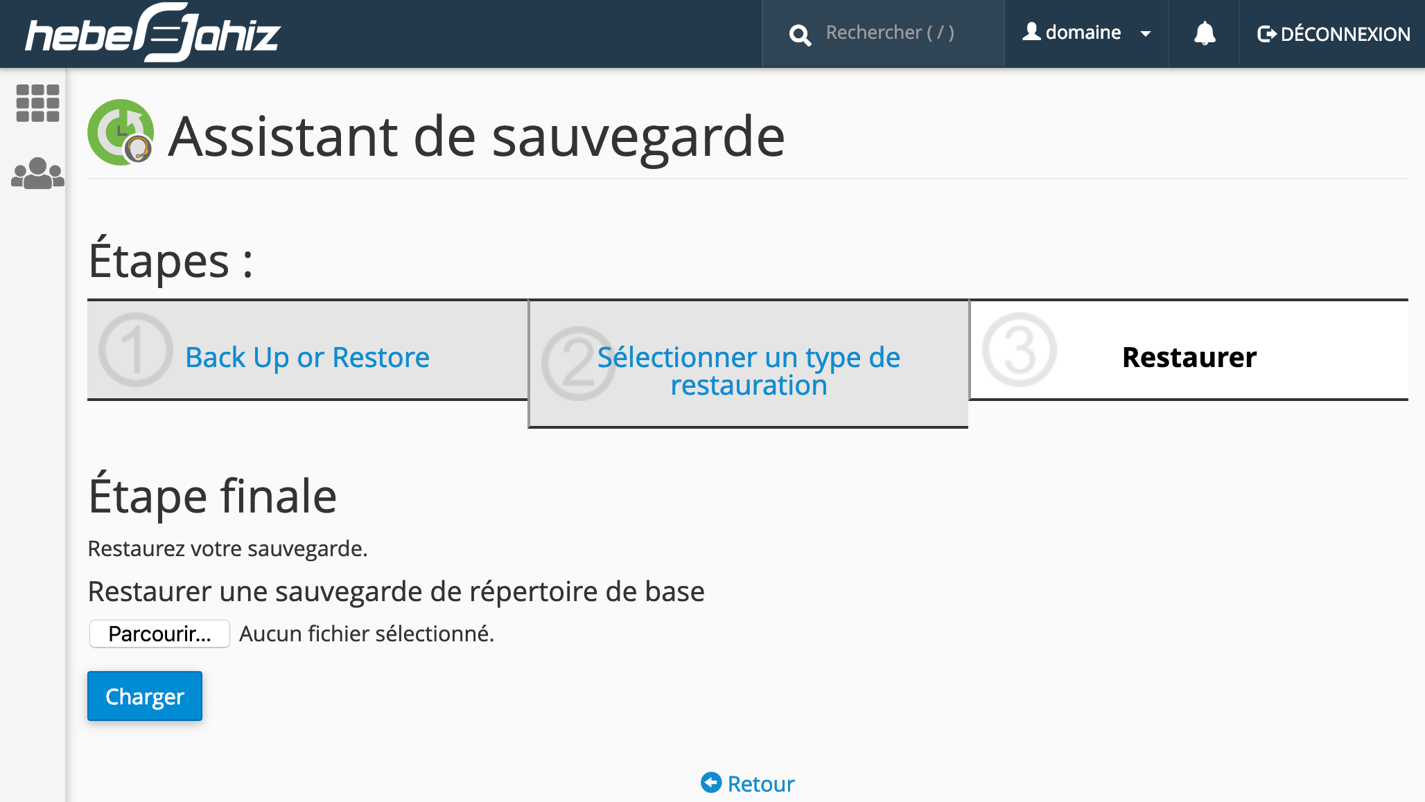 cPanel : Restauration du répertoire de base