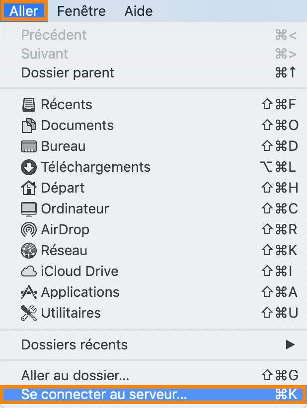 Configuration Web Disk sur Mac : Connexion Serveur