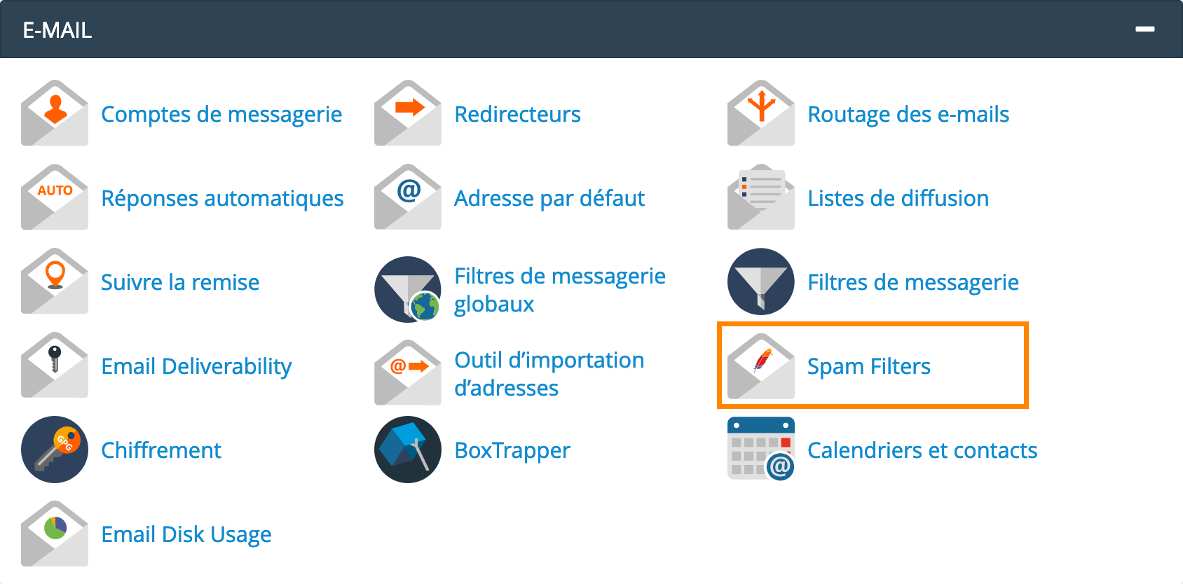 cPanel : Spam Filters