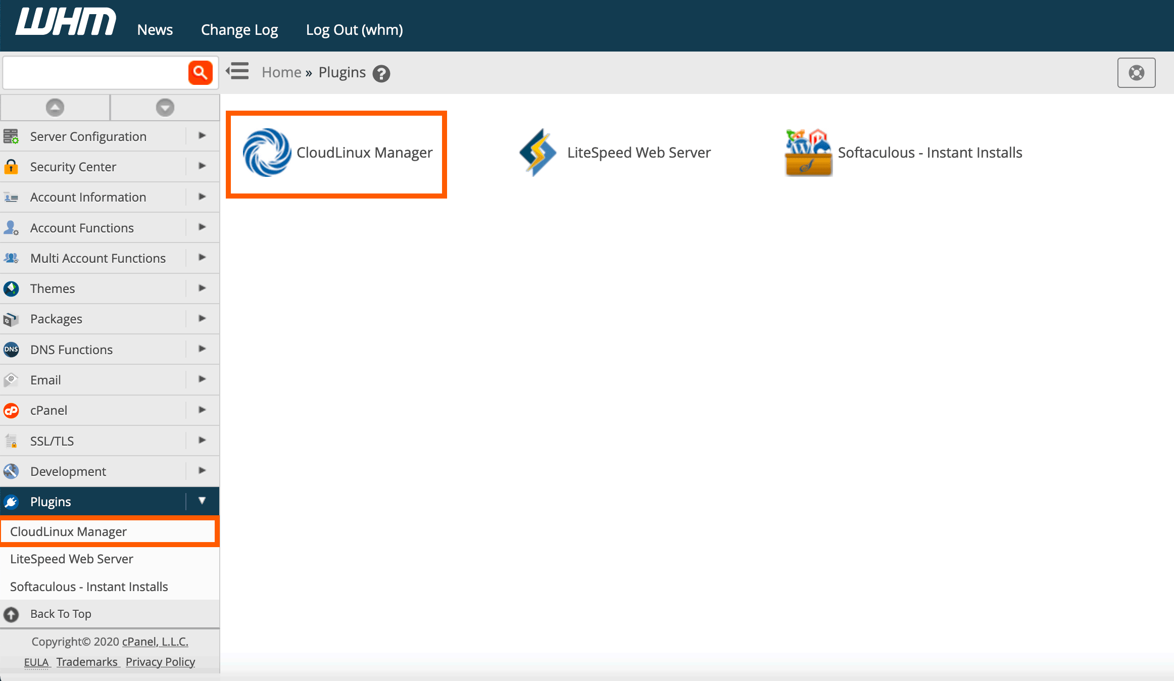 WHM : Plugins - LVE Manager