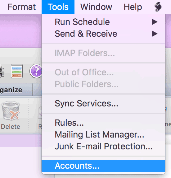 Mac : Oultook 2011 - Tools