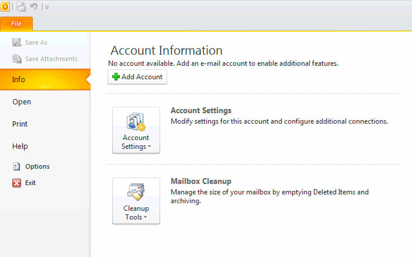 Windows : Outlook 2010 - Add Account
