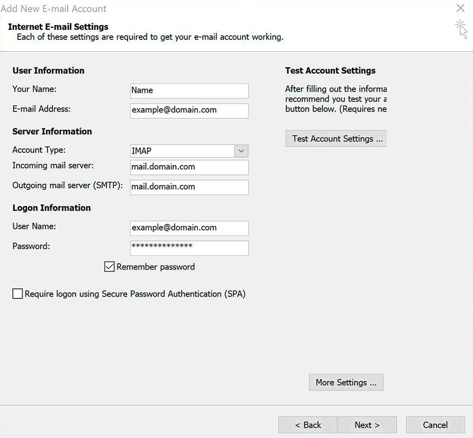 Windows : Outlook 2007 - Account Settings