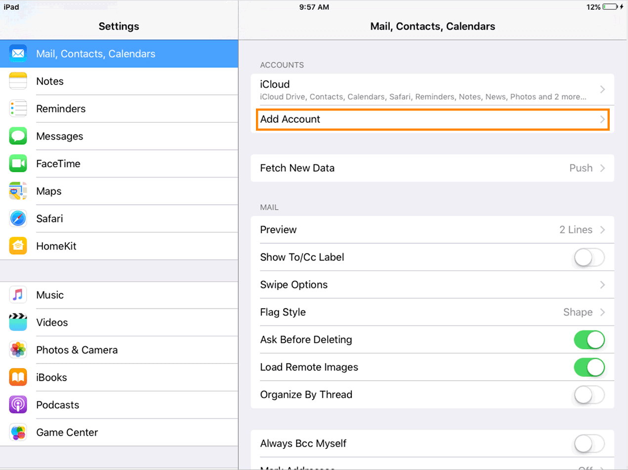 iPad : Settings