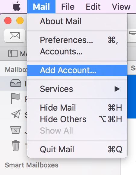 MacOS Mail : Add account