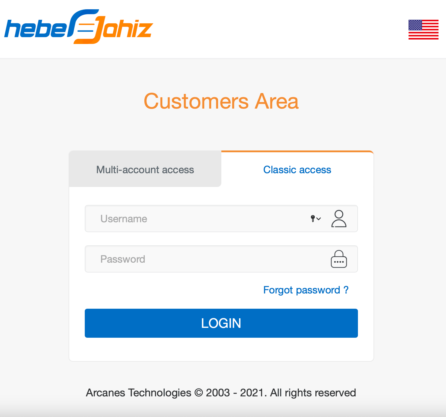 Customer Area : Login