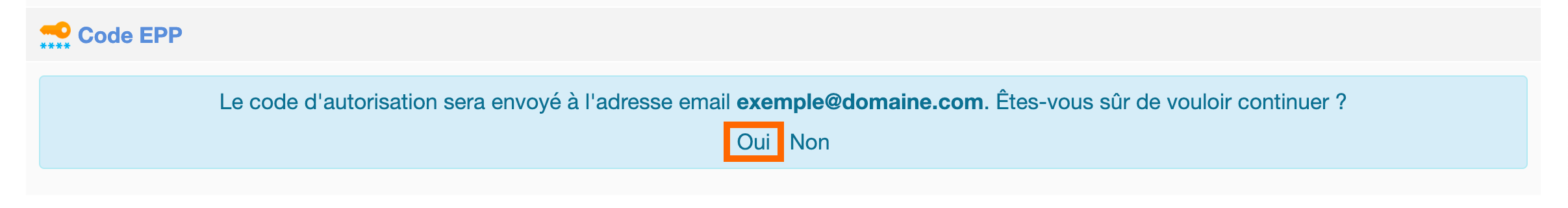 Heberjahiz : Espace Clients - Envoi code EPP