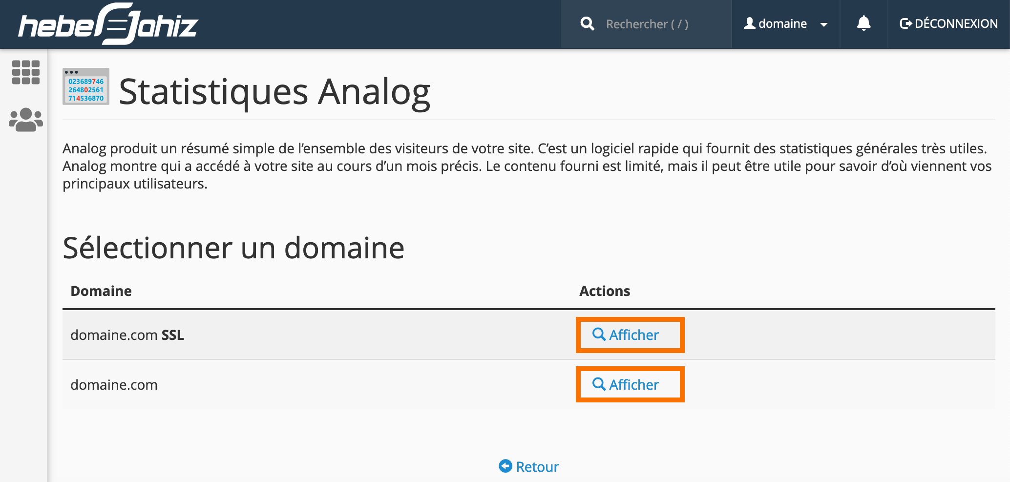 cPanel : Analog