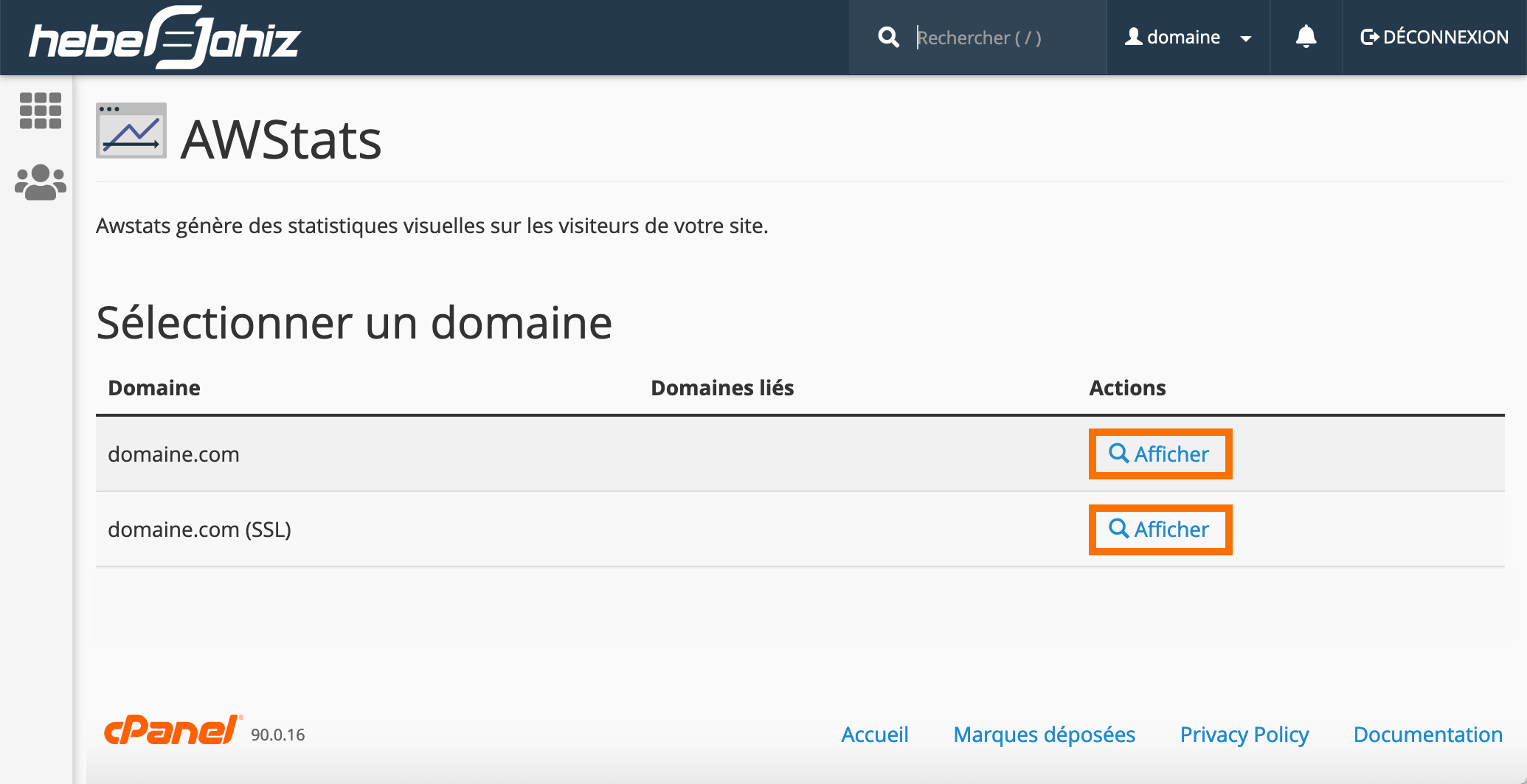 cPanel : Awstats