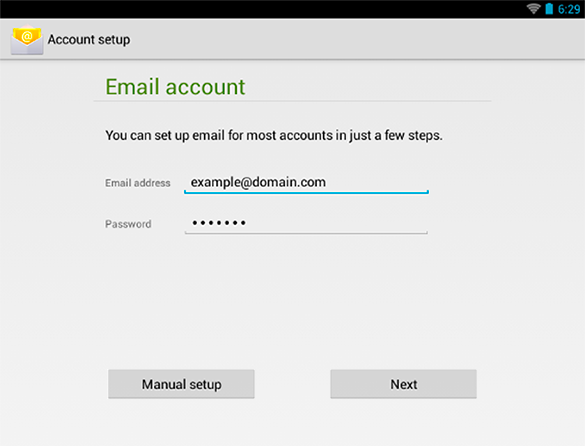 Android 4 : Account Manual Setup