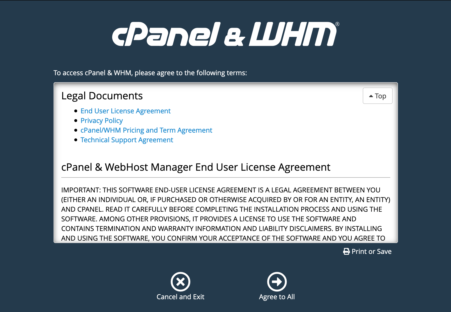 WHM : Agreement