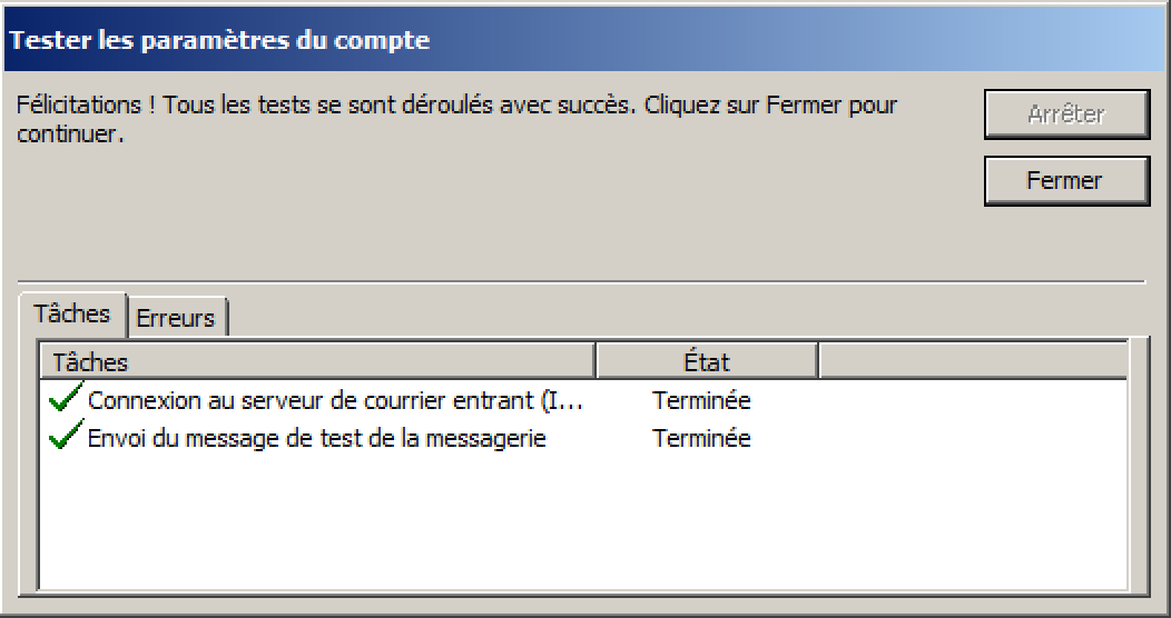 Windows 7 : Erreur Outlook - TLS pris en charge