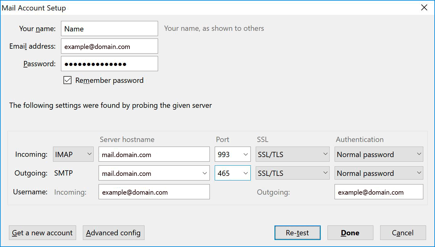 Windows : Thunderbird - Account Setup Complete