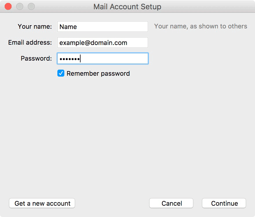 Mac : Thunderbird - Setup Account