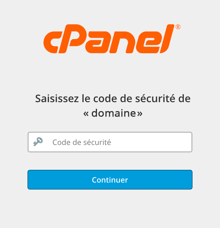 cPanel : Code sécurité connexion