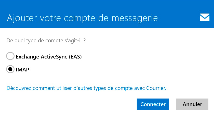Windows 8 Courrier : Compte IMAP