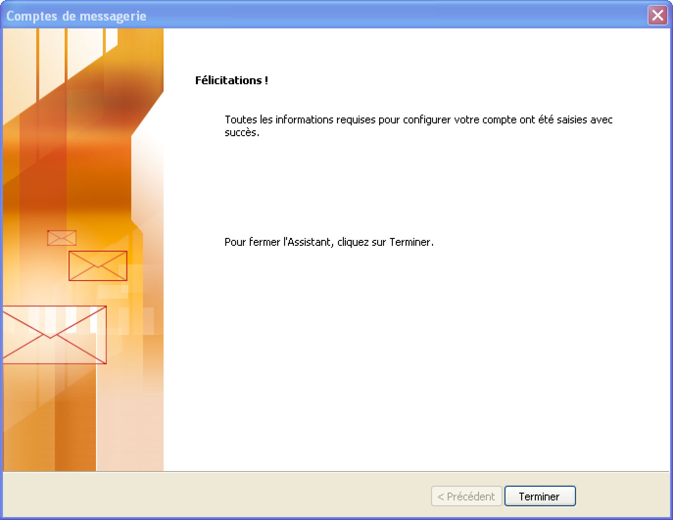 Outlook 2003 : Compte configuré