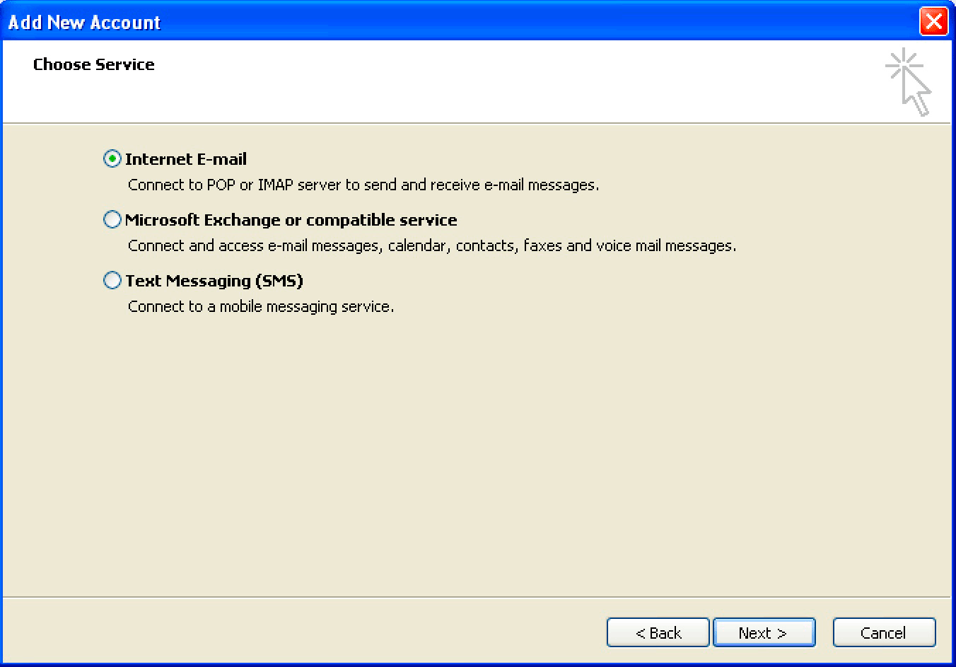 Windows : Outlook 2010 - Account Type