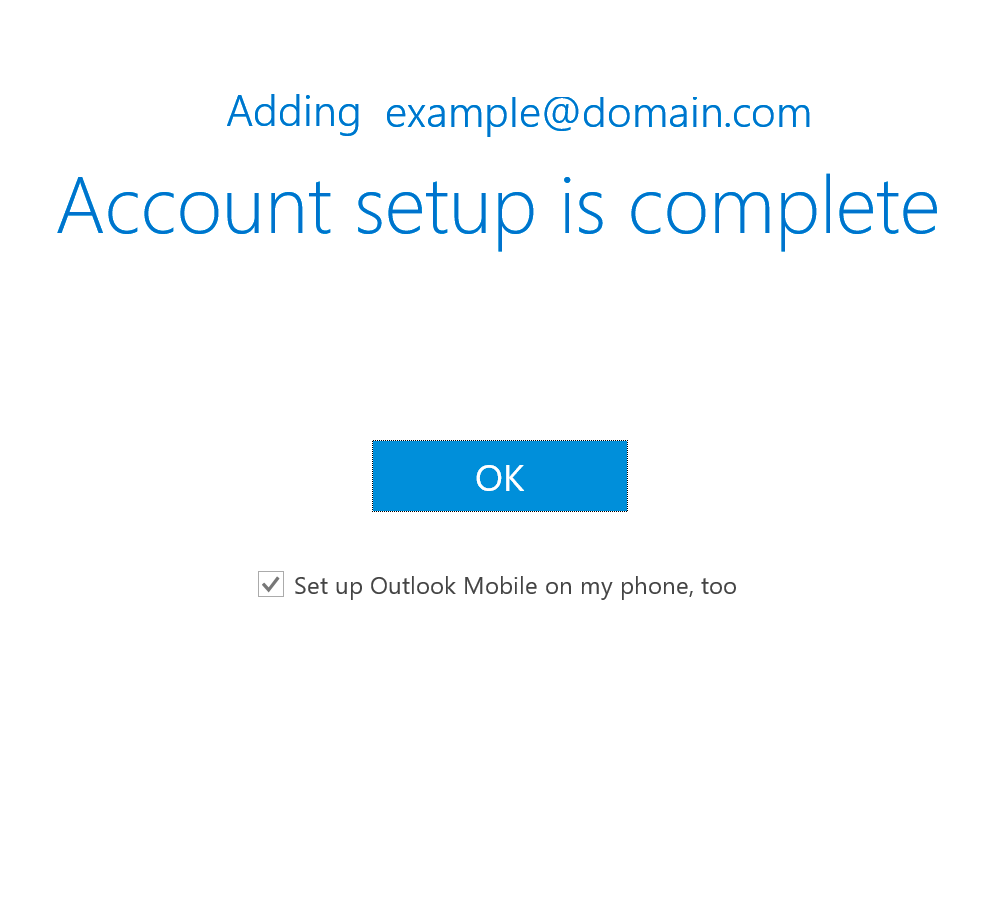 Windows : Outlook 2016 - Setup Complete
