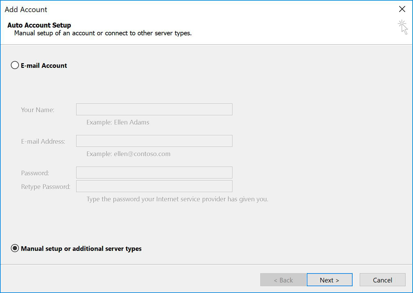 Windows : Outlook 2013 - Manual Setup