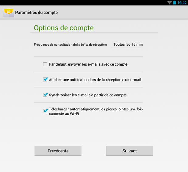 Android 4 : Options du compte