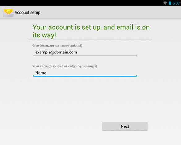 Android 4 : Account setup complete