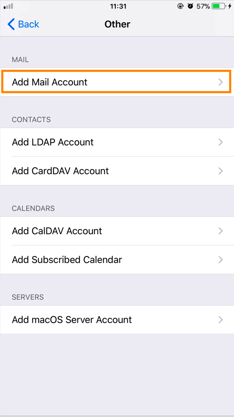 iPhone : iOS 11 - Add E-mail Account