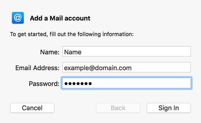 MacOS Mail : Account Information
