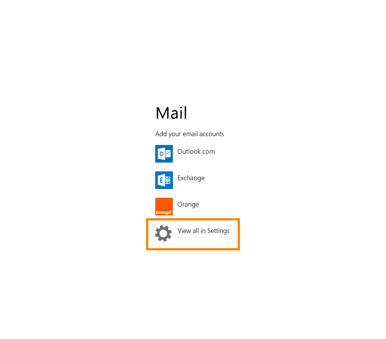 Windows 8 Mail : Settings