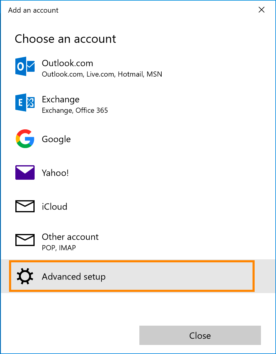Windows 10 Mail : Advanced Setup