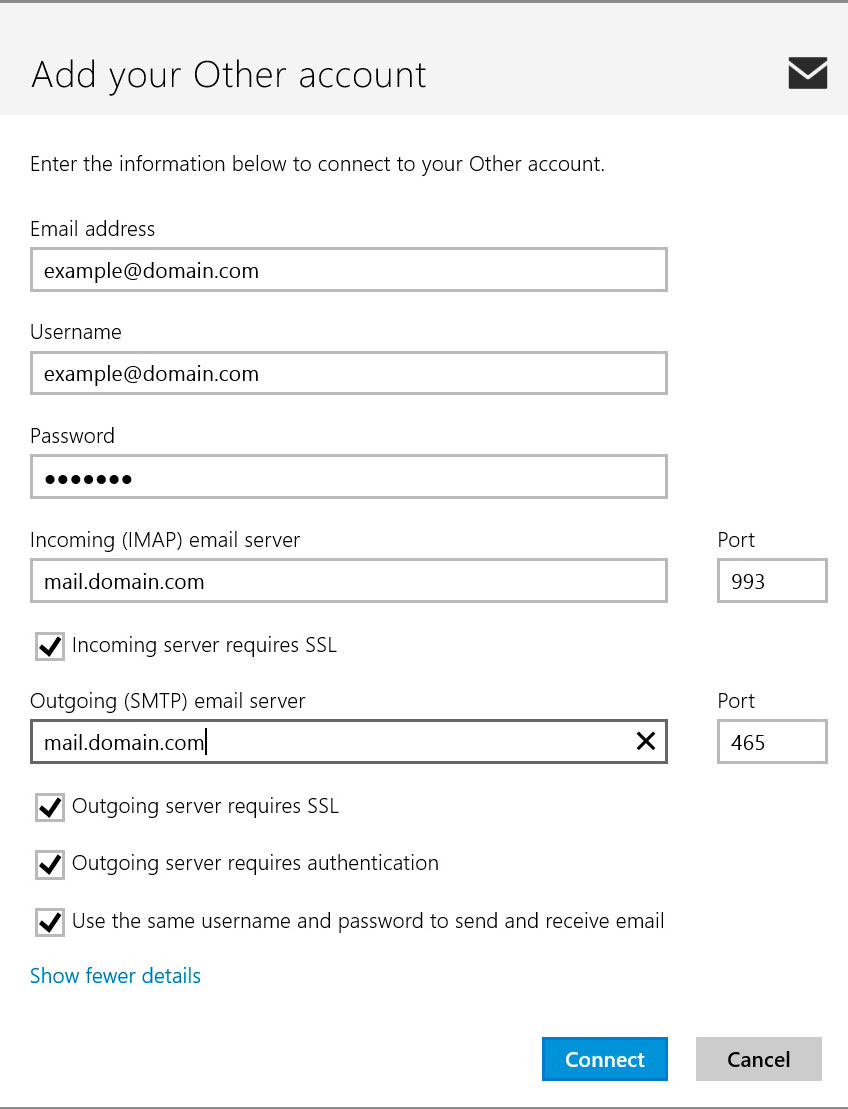Windows 8 Mail : Account Settings