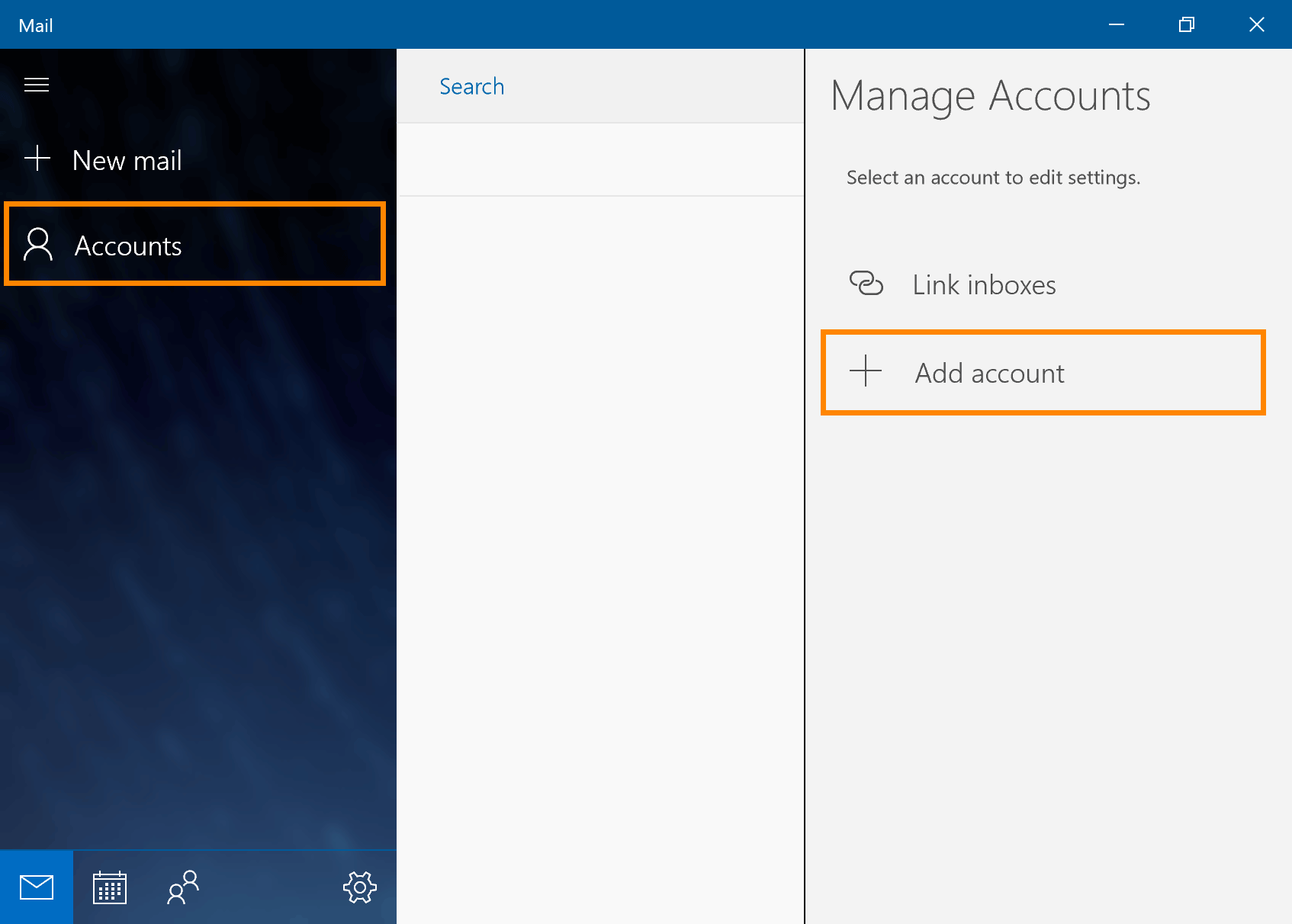 Windows 10 Mail : Add Account