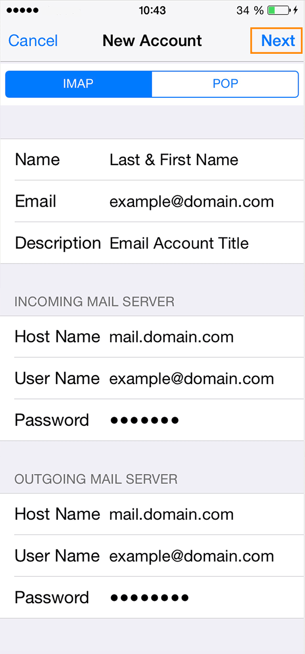 iPhone : iOS 7 - E-mail Account Settings