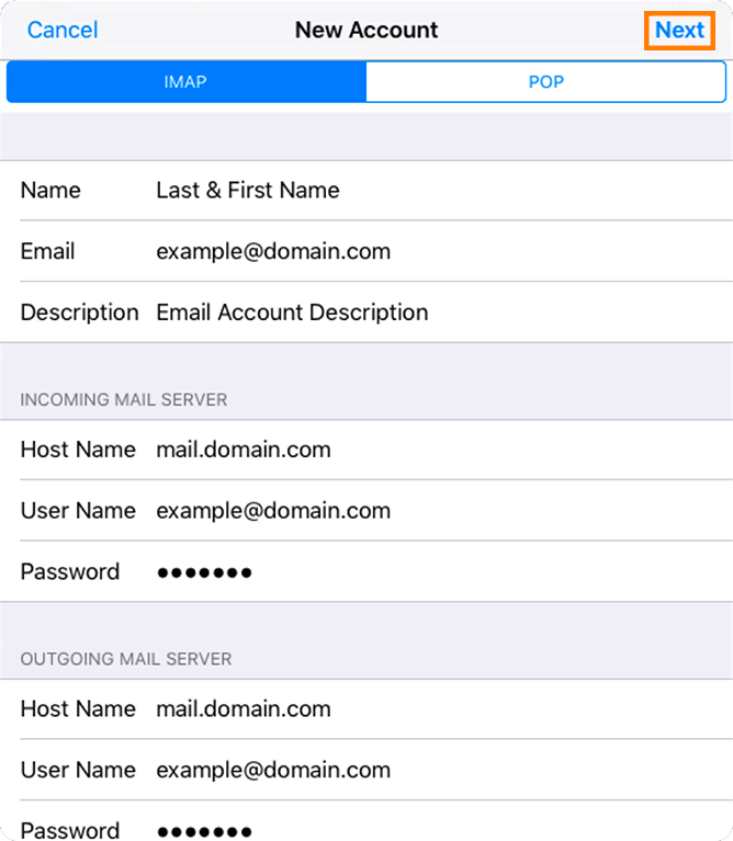 iPad : Email Account Settings
