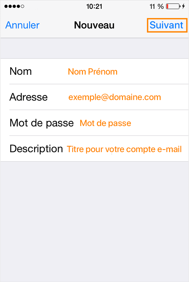 iPhone : iOS 7 - Informations du compte