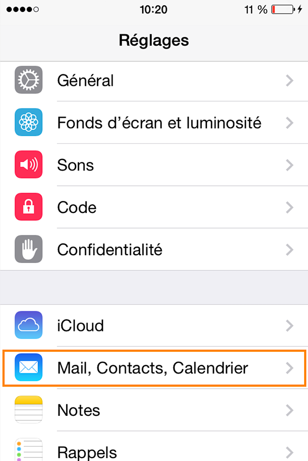 iPhone : iOS 7 - Réglages