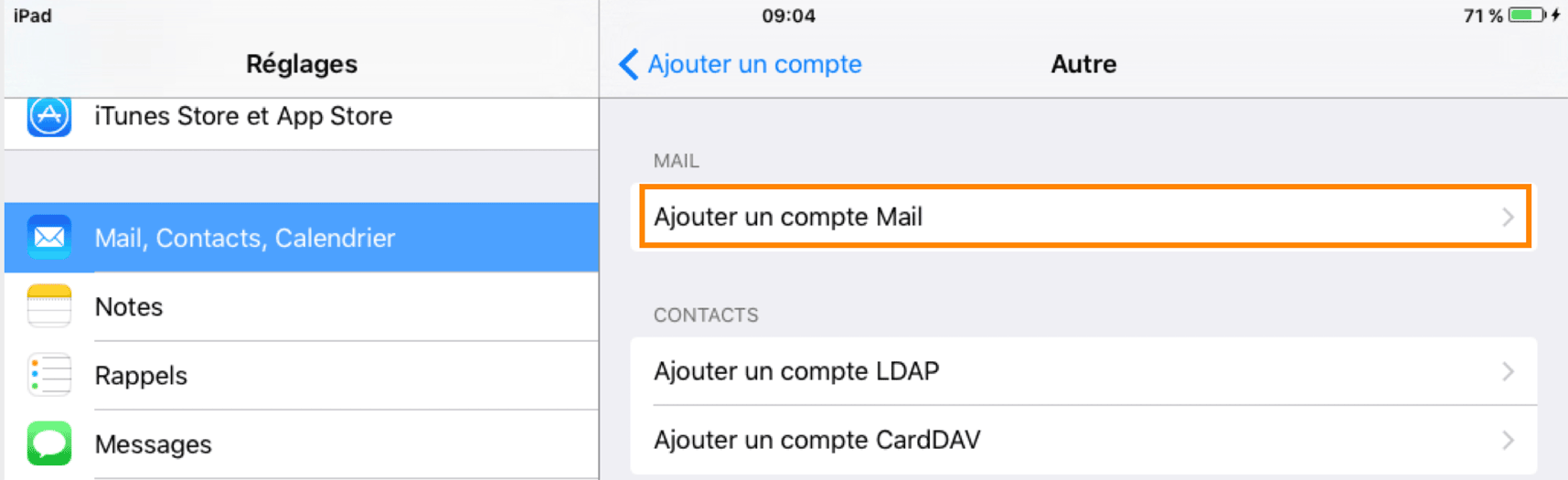 iPad : Ajouter un compte Mail