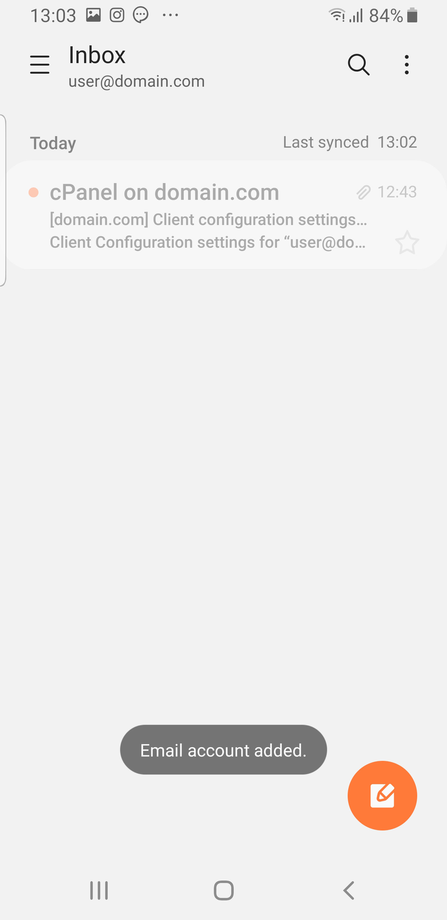 Android 5 : Email Account Added
