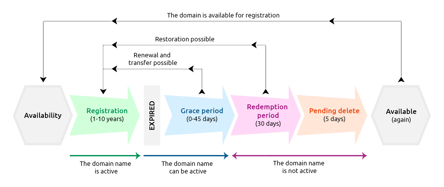 life cycle of a generic domain name