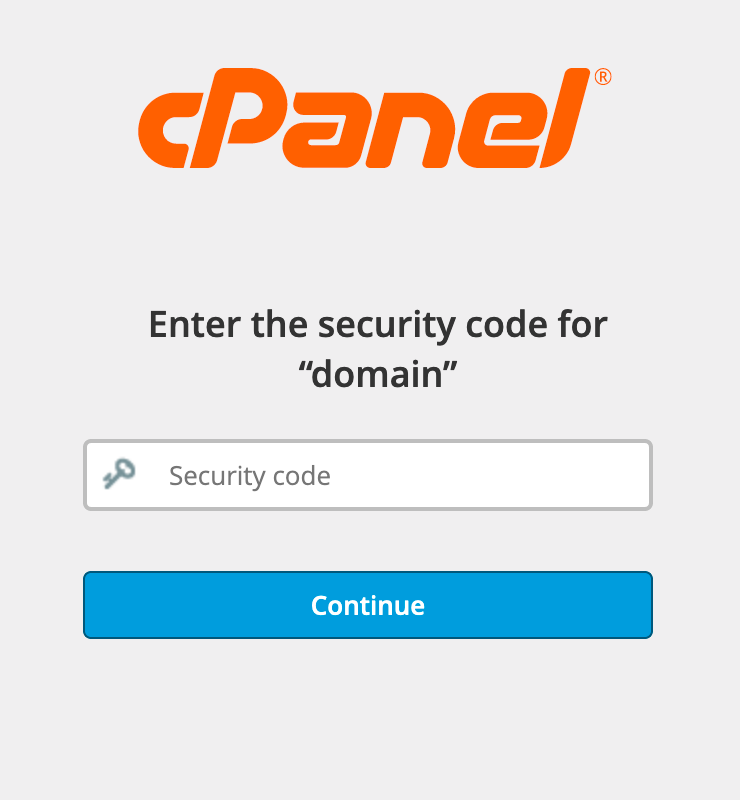 cPanel : 2FA Security Code to log in
