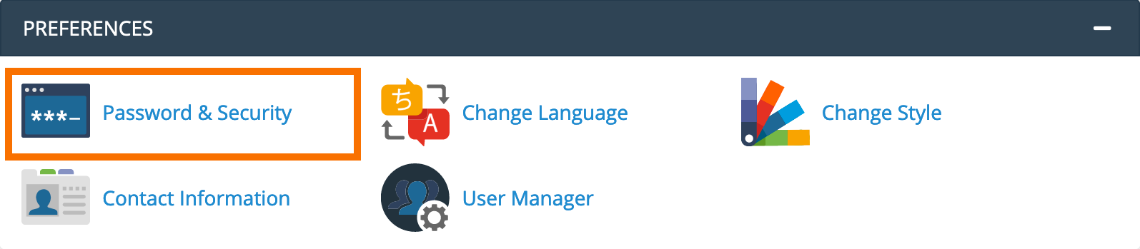 cPanel : Password & Security