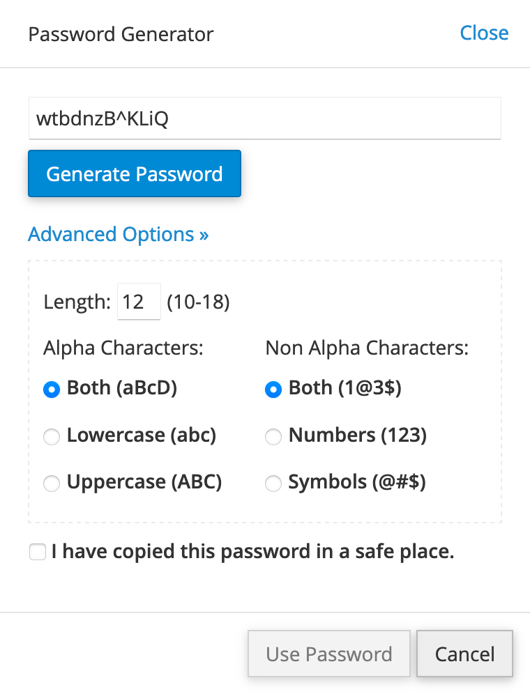 cPanel : Password Generator