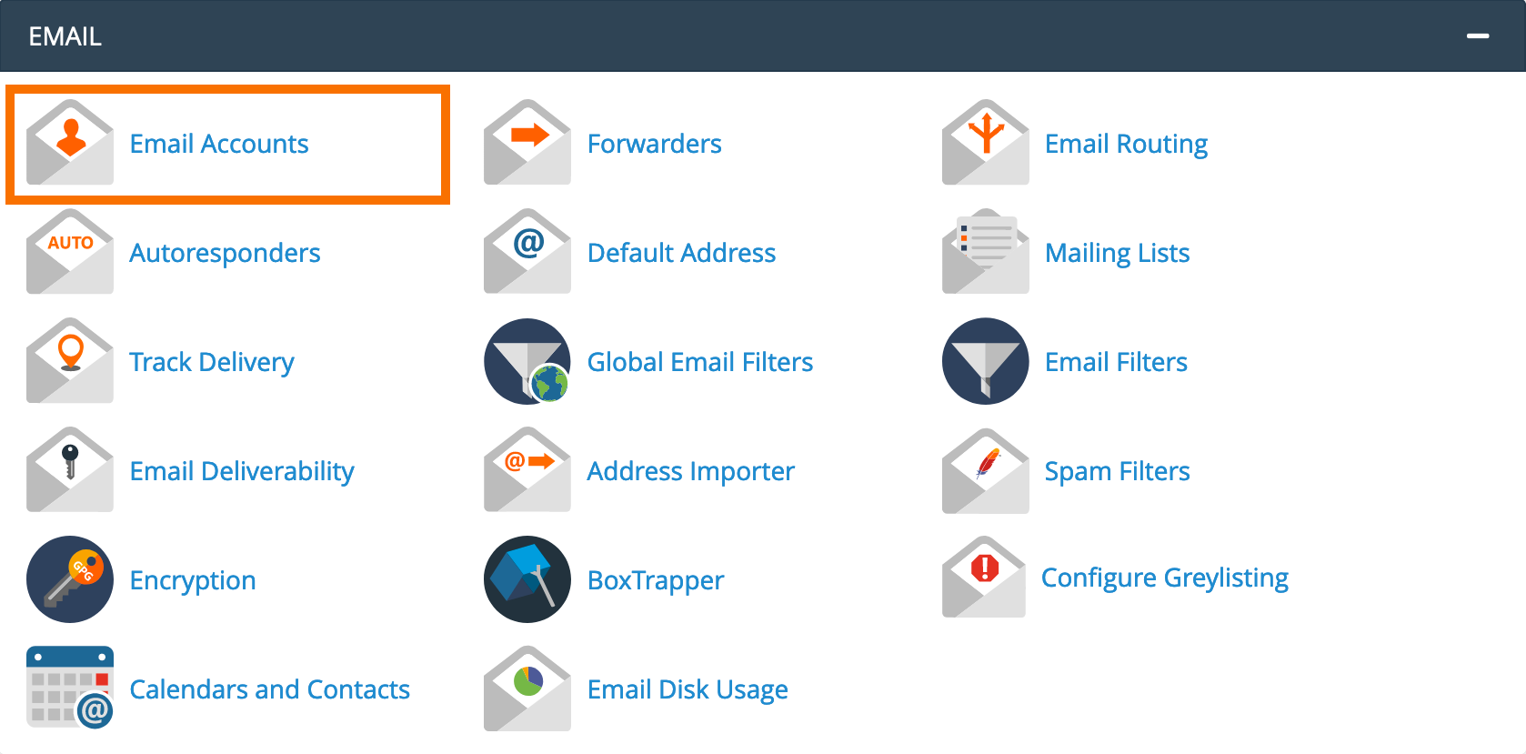 cPanel : Email Accounts