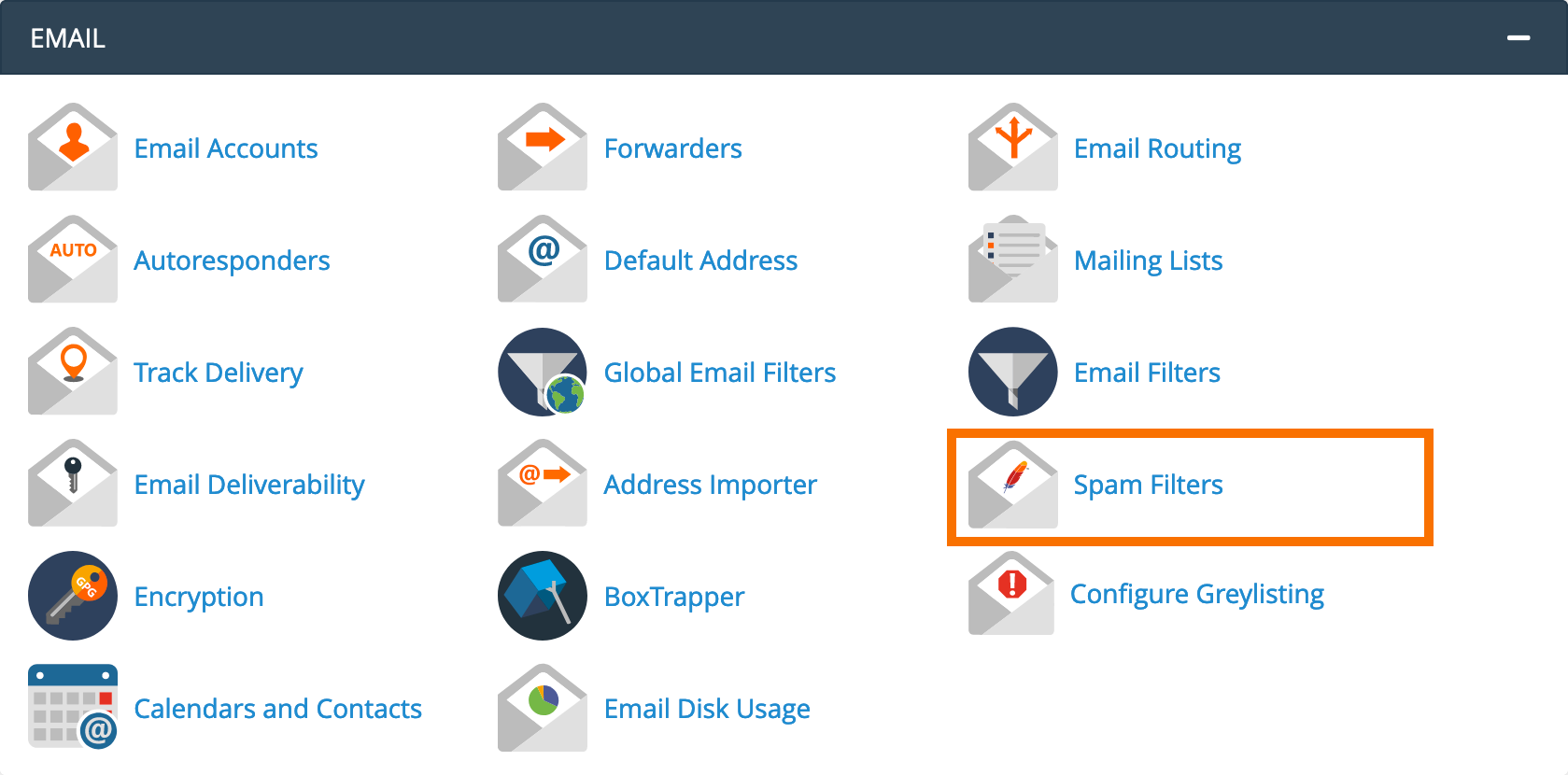 cPanel : Spam Filters