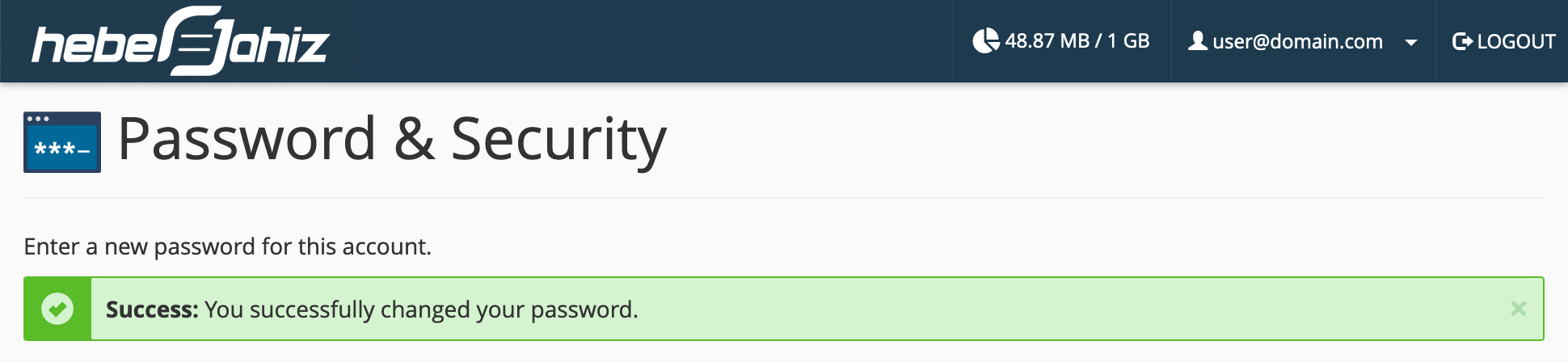 Webmail : Password Change Confirmation