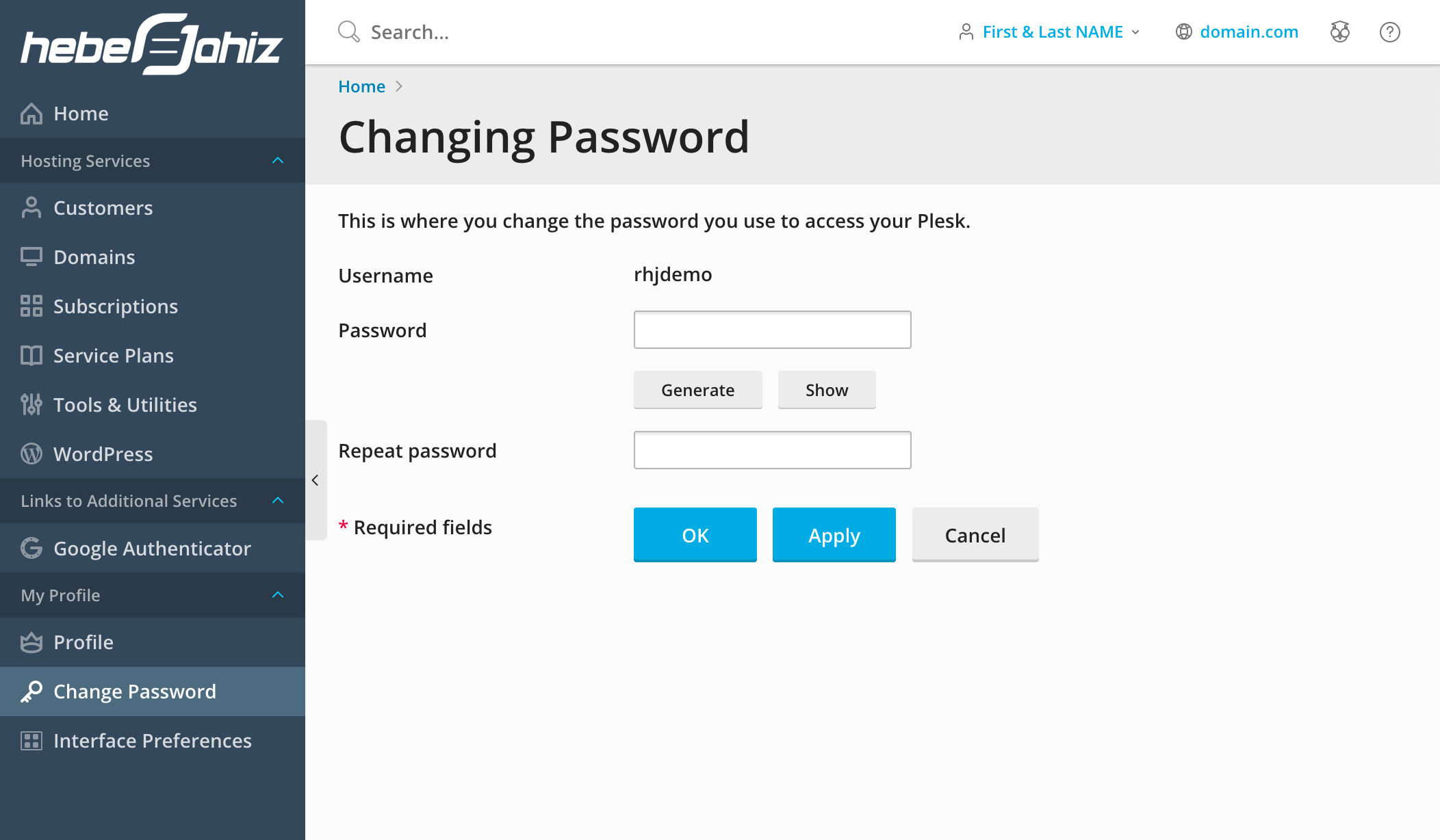 Plesk : Set New Password for Reseller