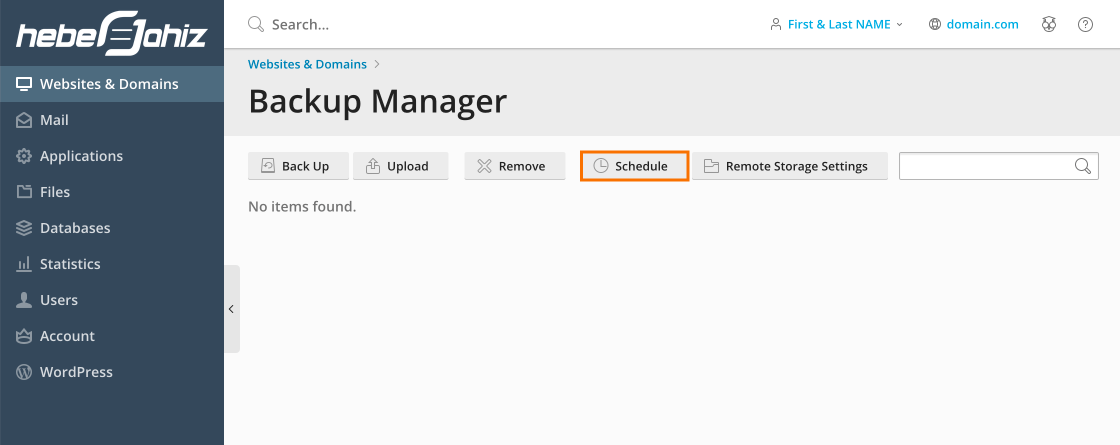 Plesk : Schedule Backup