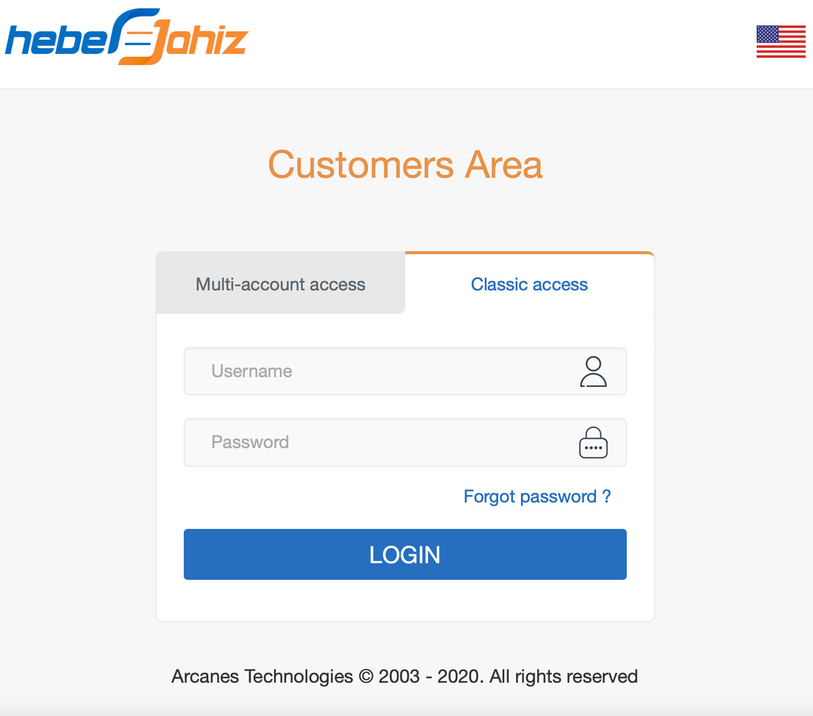 Customers Area : Login